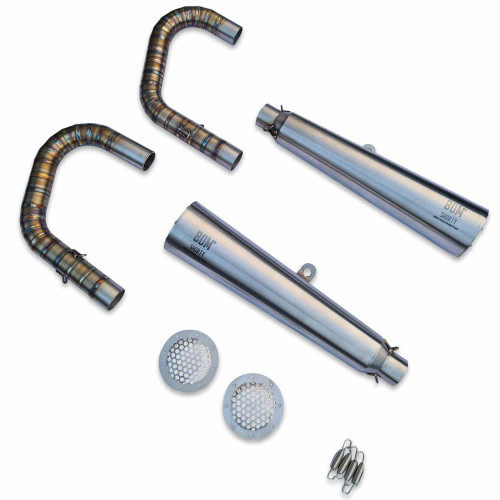 BDM Shorty exhaust for BMW R100 Cafe Racer Bobber conversion with road approval stainless steel ground